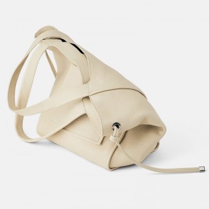 Customized Ecru Pebble Leather Women Tote Shoulder Bag Supplier