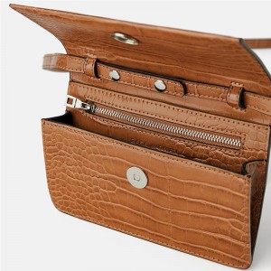 Custom Animal Embossed Brown Leather Fanny Pack Crossbody Belt Bag For Women