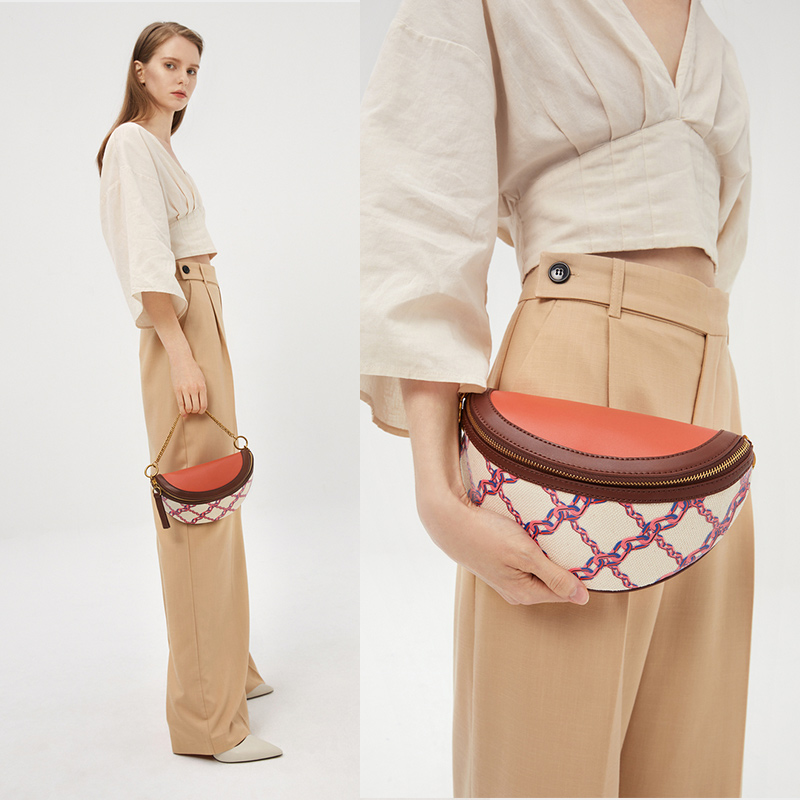 Leather Waist Bag Chain Women's Fanny Packs Famous Brand Shoulder Crossbody  Chest Purses Luxury Designer Handbag Female Belt Bag