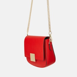 Custom Red Leather Women Mini Crossbody Chain Bag