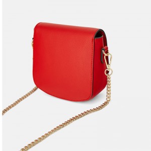 Custom Red Leather Women Mini Crossbody Chain Bag
