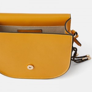 Custom Smooth Leather Saddle Crossbody Bag For Women