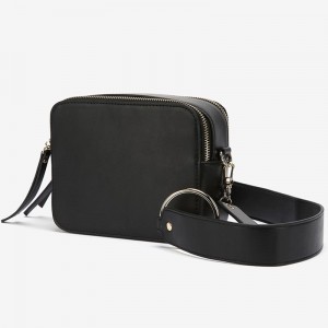 Custom Smooth Leather Women Zipper Crossbody Camera Bag