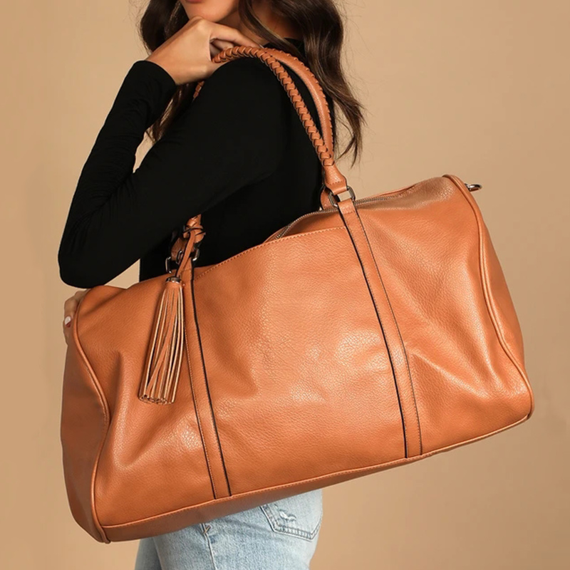 Wholesale Custom Leather Backpack –  Custom Fashion Leather Women Travel Overnight Weekender Bag Manufacturer – Champion