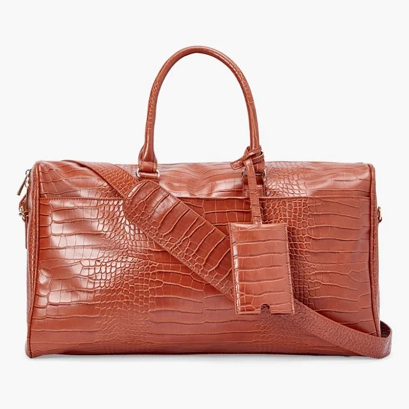 Wholesale Custom Leather Wallets For Women –  Custom Fashion Croc Leather Women Overnight Weekender Bag Manufacturer – Champion