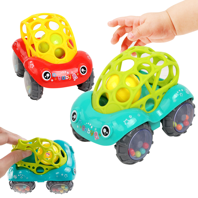 Children Gift Insided Rolling Ball Soft Shell Bucket Truck Toys Toddler Educational Shaking Bell Kids Toy Car Shape Baby Rattles