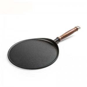 Cast iron fry pan with wooden handle
