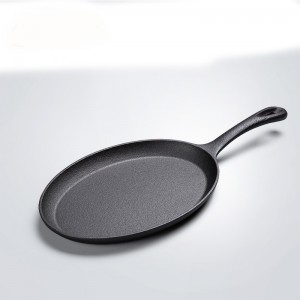 Cast iron pre-seasoned sizzling plate fajita pan with 9 inch