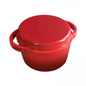 M-cooker Cast Iron Pots Combo Cooker Red Color 2 in 1 Pre-Seasoned Dutch Oven