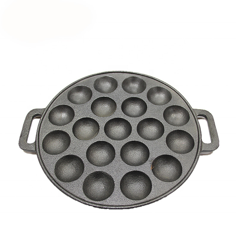 Factory Promotional Cast Iron 30cm Pizza Pan - Cast iron fry pan with 19 holes egg pan – Baichu