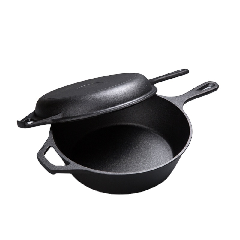 2022 Latest Design Cast Iron Griddle Pan - Cast iron 2-in-1 combo pan cooker – Baichu