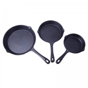 Cast iron fry pan set with long handle 6/8/10” inch