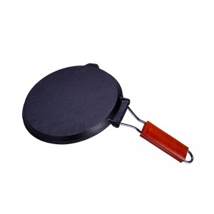 Wooden Folding Handle Fry Pan Cast Iron Oven Grill Pan