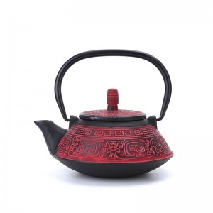 Cast iron red color teapot with special design