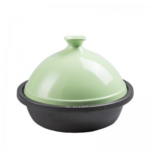 11.8” inch big size cast iron enamel tagine pot with ceramic cover