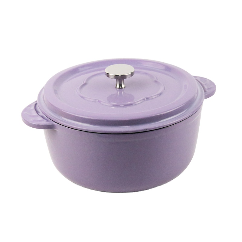 8.66 inch cast iron enamel casserole with leaf handle Featured Image