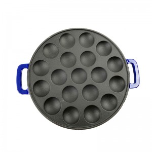 Cast iron enamel fry pan with 19 holes egg pan