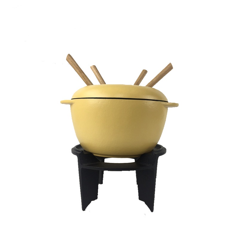 7.8” Cast iron enamel fondue set with forks Featured Image