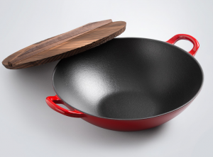 Cast iron big size enamel wok with 14.2 inch