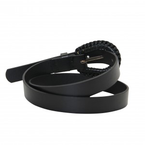 Classic Black Leather Belt for Women 25-23659