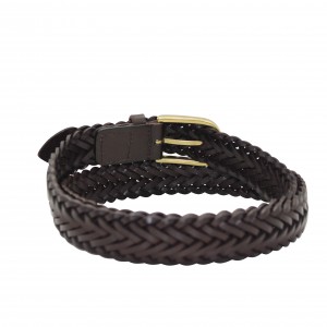 Sleek braided leather belt, ideal for formal and casual wear 30-231066
