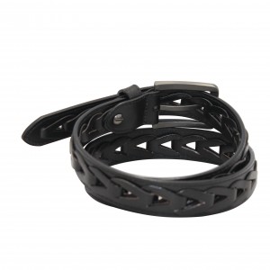 Durable braided leather belt with a stylish twist 30-23768B
