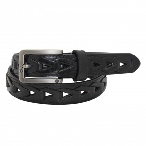 Durable braided leather belt with a stylish twist 30-23768B
