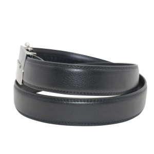 Sleek Leather Reversible Belt with Silver Buckle 35-19485