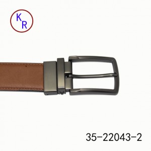 All Black Chic Reversible Genuine Cow Leather Belts for Men Adjustable Pin Buckle Belt for Men 35-22043