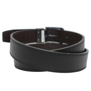 Sleek Leather Reversible Belt with Silver Buckle 35-23248