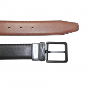 Modern Reversible Belt with Brushed Metal Buckle 35-23926