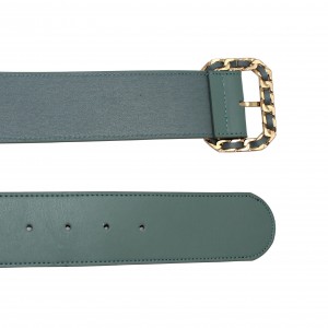 Retro-Inspired Wide Elastic Belt with Sparkling Buckle for Women 50-23078