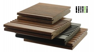 Customized Wooden Bamboo Deck Tiles With Charcoal Surface Treatment