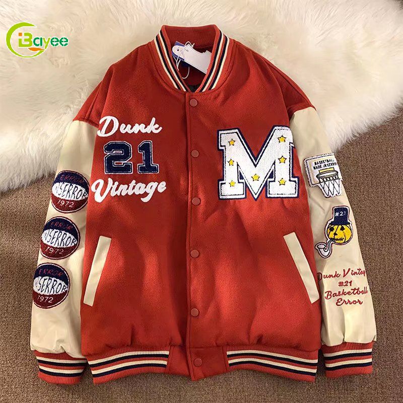 Custom Logo Leather Sleeves Chenille Embroidery College Baseball Men’s Varsity Jackets