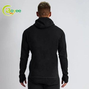 Men Slim Fit Full Zip Tracksuit with Fingle Hole Design