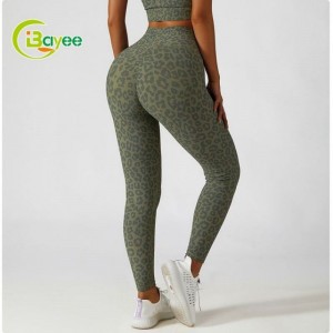 Women’s Printed Leopard Yoga Hip Lift Leggings Set