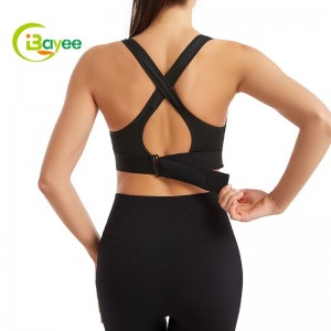 Women’s Zip Front High Impact Strappy Back Support Sports Bra
