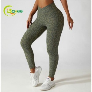 Women’s Printed Leopard Yoga Hip Lift Leggings Set