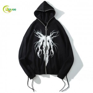 High quality custom men’s cotton full face zip hoodie with high quality screen printing for a unique and stylish look