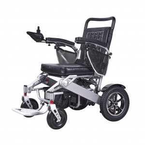 Conducción de silla de ruedas eléctrica plegable de aluminio con bicicleta de mano extraíble de liberación rápida