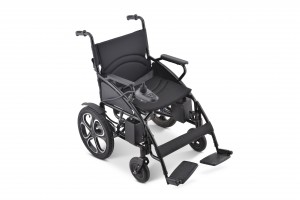 Fauteuil roulant électrique pliant en acier et aluminium, fauteuil roulant électrique manuel avec accoudoir incliné rabattable et réglable en hauteur