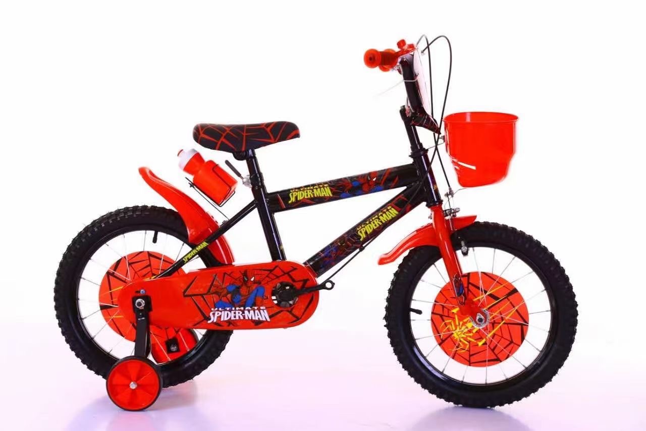Children’s bikes with Spider-Man stickers