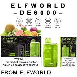 Popularity Wholesale ELFWorld DE 6000 Refillable Pod Vape