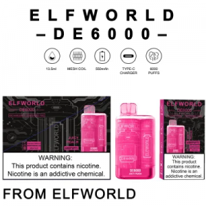 Elfworld De6000 Dubai Market 2% 3% 5% Nic Pod Rechargeable Vape