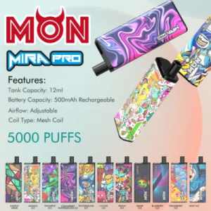 MON Mesh Coil Disposable Vape Box 2% 3% 5% 6% Nicotine 1200mAh Battery Airflow Adjustable e Cigarette