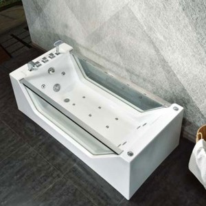 Glass double Jet Whirlpool Bath tub Waterproof Massage Bathtub 2 person freestanding tub 1009