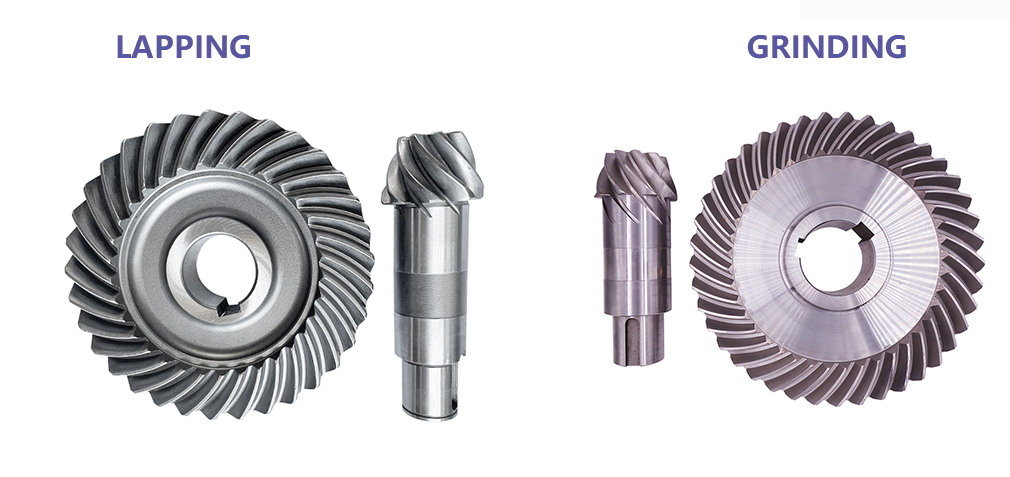 Features of ground bevel gear teeth and lapped bevel gear teeth