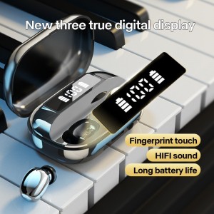 B-T3 bluetooth 5.1 HIFI Sound power bank led digital display Fingerprint Touch T3 TWS gaming earphones