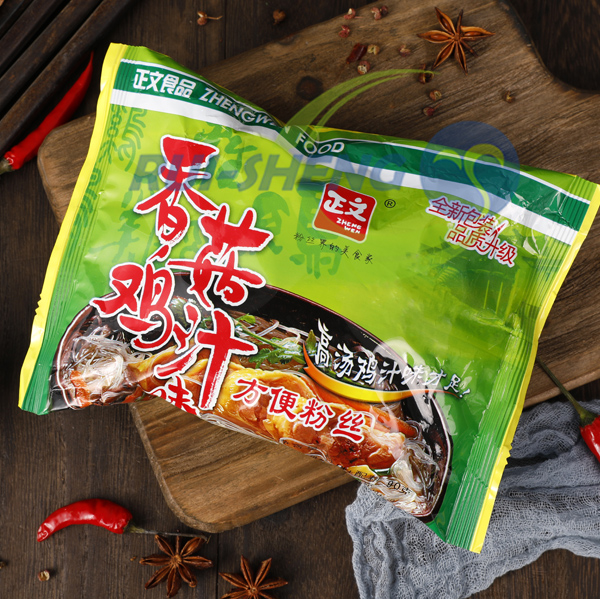 OEM Best hot and sour instant vermicelli Suppliers –  Chicken and Mushroom Soup Instant Glass Noodles in bag – Ruisheng