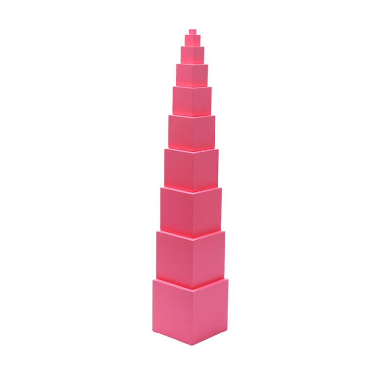 High definition Wooden Toys - Montessori Pink Tower Solid Wooden Cube Block – Bst